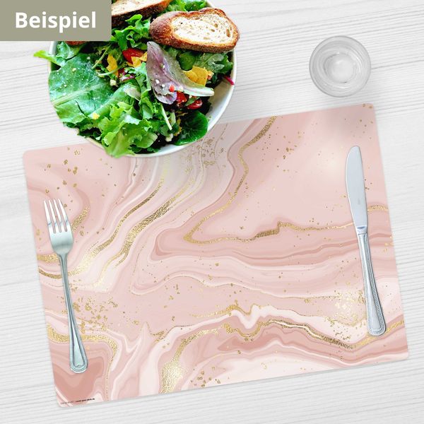 Produktbild: Tischsetmacher Tischsets rosa Marmor mit Goldadern, aus hochwertigem Vinyl (4 St&uuml;ck), 44 x 32 cm