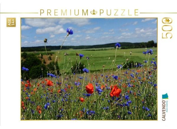 CALVENDO Puzzle Ein Motiv aus dem Kalender Roter Mohn, bunte Wiesen | 500 Teile Lege-Größe 48 × 36 cm Foto-Puzzle für Erwachsene