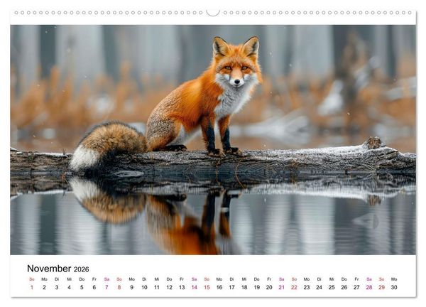 Produktbild: Fuchs - sch&ouml;ne Momente (hochwertiger Premium Wandkalender 2026 DIN A2 quer), Kunstdruck in Hochglanz