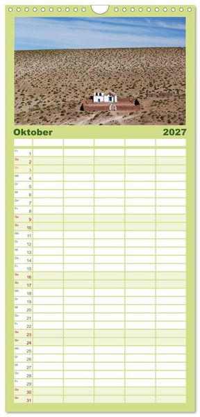 Produktbild: Familienplaner 2027 - Magie dieses S&uuml;damerikanischen Landes, Chile mit 5 Spalten (Wandkalender, 21 x 45 cm) CALVENDO