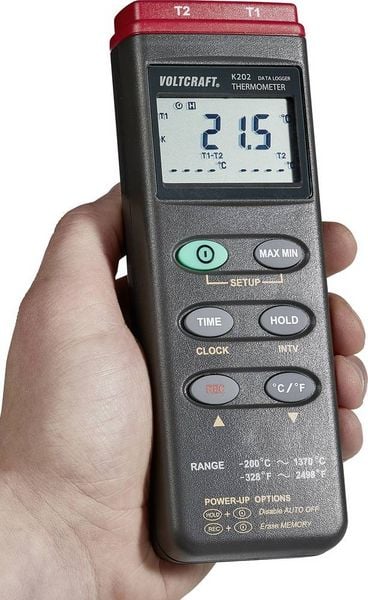 Produktbild: VOLTCRAFT K202 Temperatur-Messger&auml;t -200 - +1370&deg;C F&uuml;hler-Typ K Datenlogger-Funktion