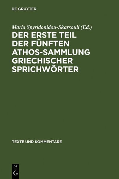 Produktbild: Der erste Teil der f&uuml;nften Athos-Sammlung griechischer Sprichw&ouml;rter