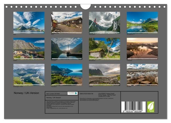Produktbild: Norway / UK-Version (Wall Calendar 2026 DIN A4 landscape), CALVENDO 12 Month Wall Calendar