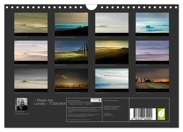 Produktbild: &ndash; Magie des Lichtes &ndash; TOSKANA (Wandkalender 2026 DIN A4 quer), CALVENDO Monatskalender