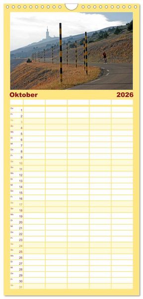 Produktbild: Familienplaner 2026 - Alpenp&auml;sse auf dem Rennrad Vol. 1 mit 5 Spalten (Wandkalender, 21 x 45 cm) CALVENDO