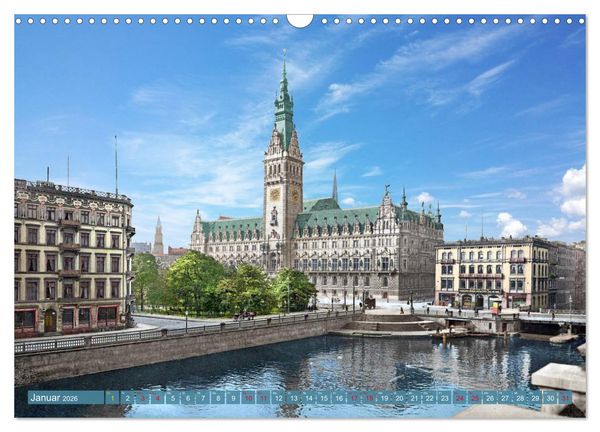 Produktbild: Hamburg zur Kaiserzeit - Fotos neu restauriert und koloriert (Wandkalender 2026 DIN A3 quer), CALVENDO Monatskalender