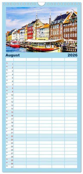 Produktbild: Familienplaner 2026 - Kopenhagen - Die wundervolle Hafenstadt mit 5 Spalten (Wandkalender, 21 x 45 cm) CALVENDO