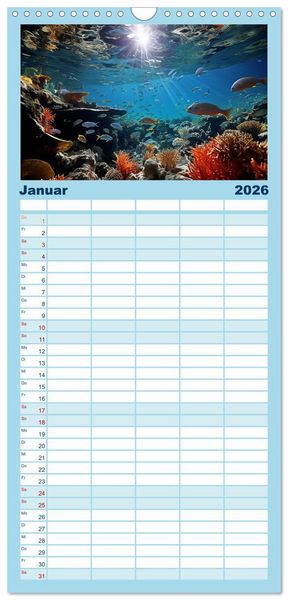 Produktbild: Familienplaner 2026 - Schnorcheltiefe mit 5 Spalten (Wandkalender, 21 x 45 cm) CALVENDO