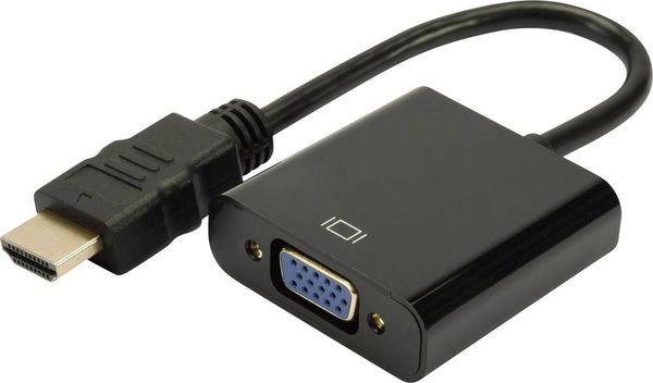 Digitus DA-70461 HDMI / VGA Adapter [1x HDMI-Stecker - 1x VGA-Buchse, Klinkenbuchse 3.5 mm] Schwarz  10.00 cm