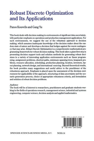 Produktbild: Robust Discrete Optimization and Its Applications