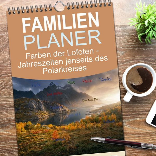 Produktbild: Familienplaner 2026 - Farben der Lofoten - Jahreszeiten jenseits des Polarkreises mit 5 Spalten (Wandkalender, 21 x 45 cm) CALVENDO