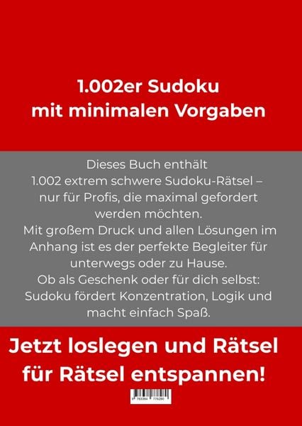 Produktbild: 1.002er Sudoku extrem schwer