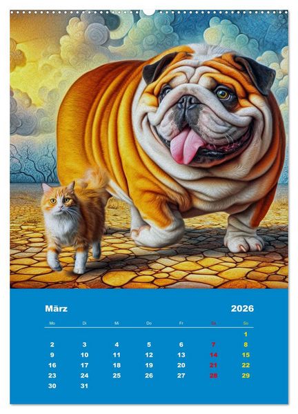 Produktbild: Abenteuer mit Micki und Bullig! (Wandkalender 2026 DIN A2 hoch), CALVENDO Monatskalender