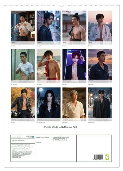Produktbild: Echte Kerle &ndash; K-Drama Stil (Wandkalender 2027 DIN A2 hoch), CALVENDO Monatskalender