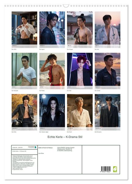 Produktbild: Echte Kerle &ndash; K-Drama Stil (Wandkalender 2027 DIN A2 hoch), CALVENDO Monatskalender