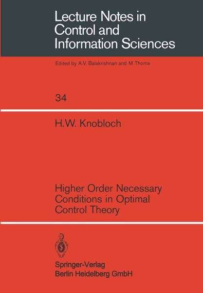 Produktbild: Higher Order Necessary Conditions in Optimal Control Theory