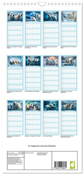 Produktbild: Familienplaner 2026 - Im magischen Land der Eisb&auml;ren mit 5 Spalten (Wandkalender, 21 x 45 cm) CALVENDO