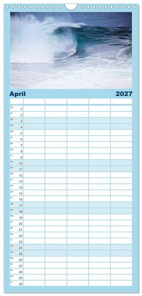 Produktbild: Familienplaner 2027 - Faszination Surfen mit 5 Spalten (Wandkalender, 21 x 45 cm) CALVENDO