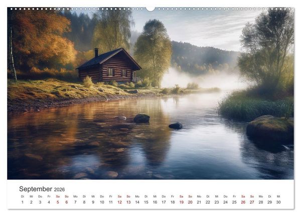 Produktbild: H&uuml;ttenzauber - Ein visueller Streifzug durch Norwegens Wildnis (hochwertiger Premium Wandkalender 2026 DIN A2 quer), Kunstdruck in Hochglanz