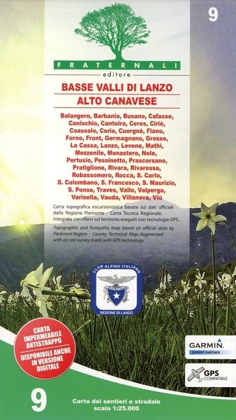Carta n. 9. Basse valli di Lanzo, alto Canavese, La Mandria, val Ceronda e Casternone, Karte von , Fraternali Editore, 9788897465348
