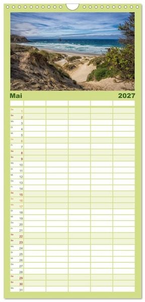 Produktbild: Familienplaner 2027 - Traumhafte Wege - Unterwegs auf Neuseelands S&uuml;dinsel mit 5 Spalten (Wandkalender, 21 x 45 cm) CALVENDO