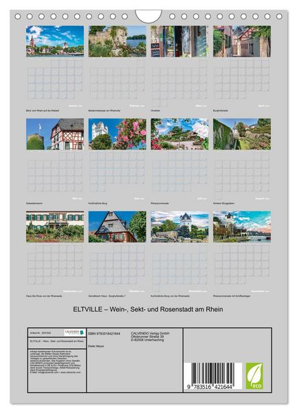 Produktbild: ELTVILLE &ndash; Wein-, Sekt- und Rosenstadt am Rhein (Wandkalender 2026 DIN A4 hoch), CALVENDO Monatskalender