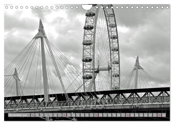 Produktbild: London in Schwarz-Wei&szlig; (Wandkalender 2026 DIN A4 quer), CALVENDO Monatskalender