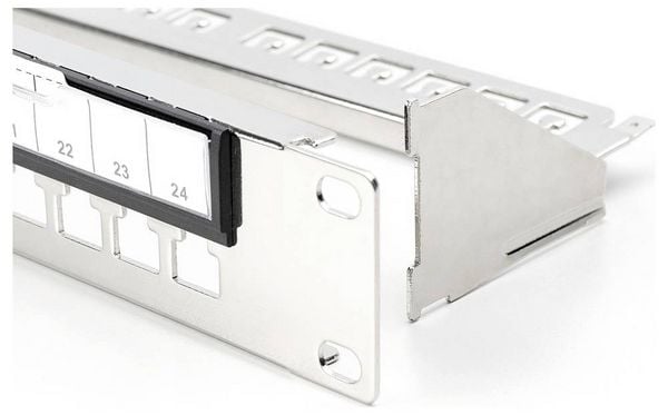 Produktbild: Digitus DN-91411-G 24 Port Patch-Panel 483 mm (19") 1 HE Stahl, Verzinkt, Schwarz, Schwarz (RAL 9005), Metall Unbest&uuml;ckt