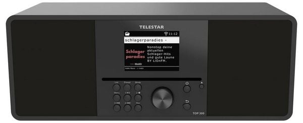 Produktbild: Telestar TOP 300 Schwarz Internet CD-Radio Internet, DAB+, UKW USB, WLAN, Internetradio, DAB+, CD, Bluetooth&reg;, AUX Inkl. Fernbedienung Schwarz