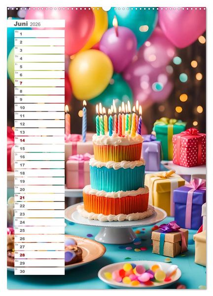 Produktbild: Festliche Momente - Ein Jahr mit KI Geburtstagen (hochwertiger Premium Wandkalender 2026 DIN A2 hoch), Kunstdruck in Hochglanz