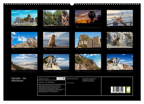 Produktbild: Gibraltar - der Affenfelsen (hochwertiger Premium Wandkalender 2026 DIN A2 quer), Kunstdruck in Hochglanz