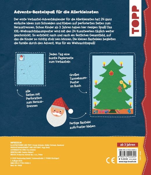 Produktbild: Das Adventskalender-Verbastelbuch f&uuml;r die Allerkleinsten. Schneiden und Kleben. Mit XXL-Poster