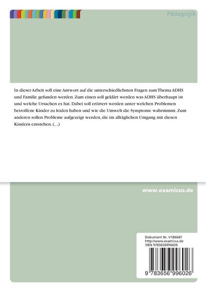 Produktbild: Diagnose ADHS - Betroffene Kinder und der Umgang mit ihnen im Kontext der Familie