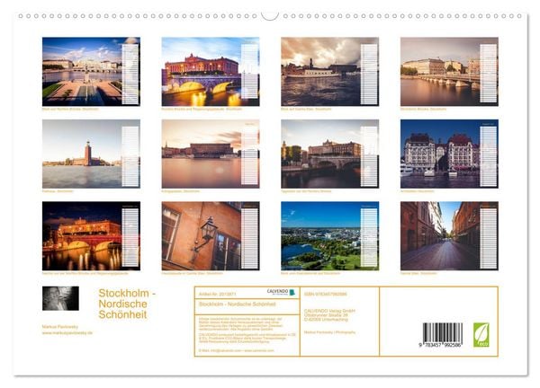 Produktbild: Stockholm - Nordische Sch&ouml;nheit (hochwertiger Premium Wandkalender 2026 DIN A2 quer), Kunstdruck in Hochglanz