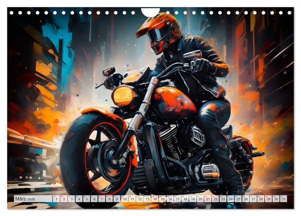 Produktbild: Coole KI-generierte MOTORR&Auml;DER (Wandkalender 2026 DIN A4 quer), CALVENDO Monatskalender