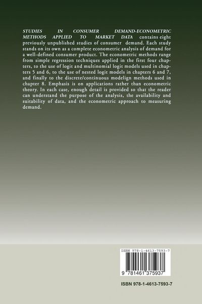 Produktbild: Studies in Consumer Demand &mdash; Econometric Methods Applied to Market Data