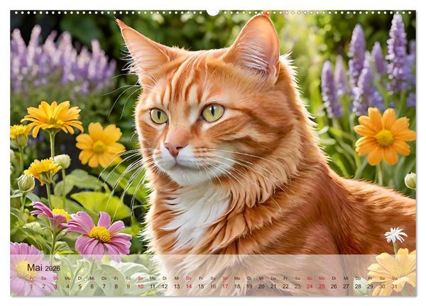Produktbild: Rote Katzen (hochwertiger Premium Wandkalender 2026 DIN A2 quer), Kunstdruck in Hochglanz