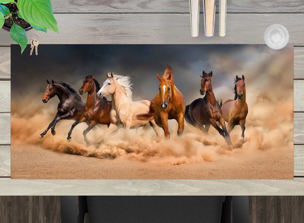 Produktbild: Cover-your-desk Schreibtischunterlage f&uuml;r Kinder und Erwachsene Wilde Pferdeherde, aus hochwertigem Vinyl , 84 x 40 cm