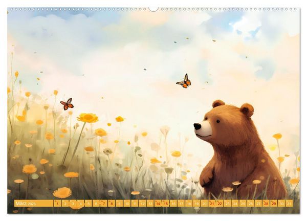 Produktbild: B&auml;rige Illustrationen (hochwertiger Premium Wandkalender 2026 DIN A2 quer), Kunstdruck in Hochglanz