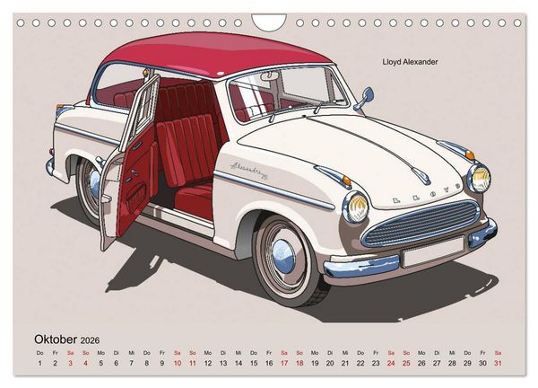 Produktbild: Made in Germany - Illustrationen deutscher Oldtimer (Wandkalender 2026 DIN A4 quer), CALVENDO Monatskalender