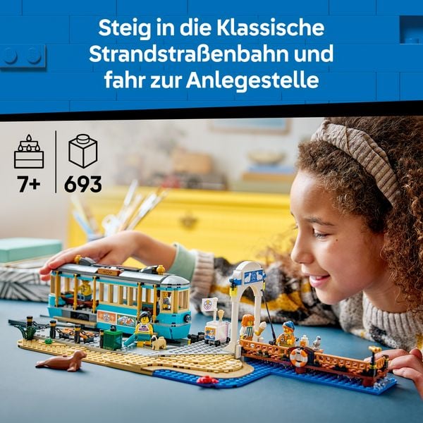 Produktbild: LEGO City 60506 Klassische Strandstra&szlig;enbahn, baubare Spielzeugeisenbahn f&uuml;r Kinder ab 7 Jahren