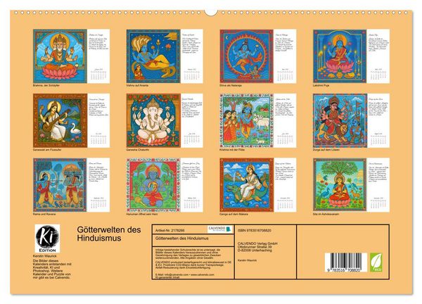 Produktbild: G&ouml;tterwelten des Hinduismus (hochwertiger Premium Wandkalender 2026 DIN A2 quer), Kunstdruck in Hochglanz