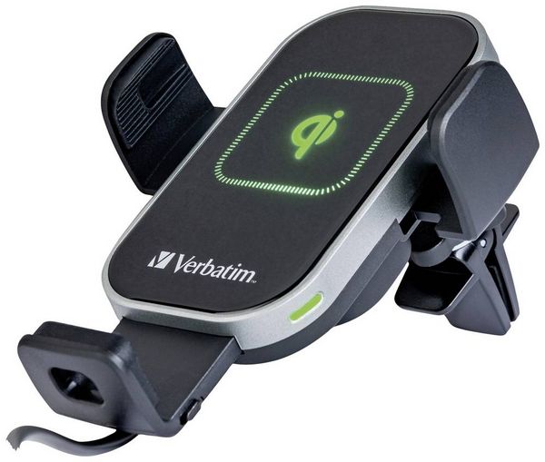Produktbild: Verbatim Induktions-Ladeger&auml;t 15 W FWC-02 Qi Fast Wireless Car Charger 49553 Ausg&auml;nge Magnetanschluss Schwarz