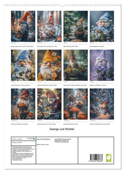 Produktbild: Zwerge und Wichtel (hochwertiger Premium Wandkalender 2026 DIN A2 hoch), Kunstdruck in Hochglanz