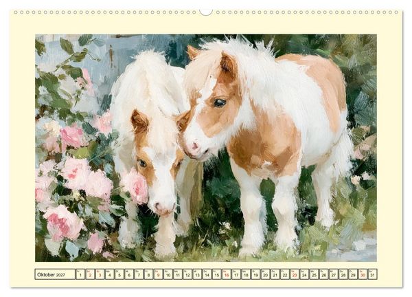 Produktbild: Zauberhafte Ponys. Kleine Pferdchen in lieblicher &Ouml;loptik (hochwertiger Premium Wandkalender 2027 DIN A2 quer), Kunstdruck in Hochglanz