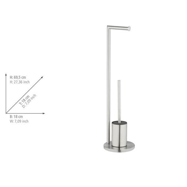 Produktbild: Stand WC-Garnitur Mod. Ferla, Edelstahl matt, mit WC-Papierrollenhalter und WC-B&uuml;rste