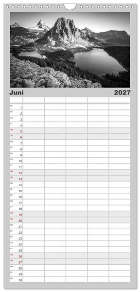 Produktbild: Familienplaner 2027 - Monochrome Wonders mit 5 Spalten (Wandkalender, 21 x 45 cm) CALVENDO
