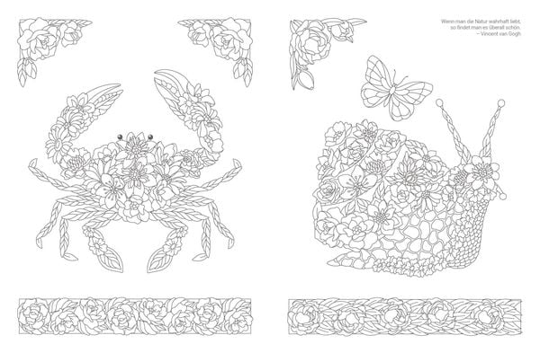 Produktbild: Inspiration Florale Tiere – 50 blumige Motive zum Ausmalen und Träumen