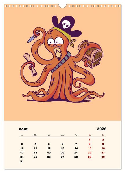 Produktbild: Les petits animaux pirates (Calendrier mural 2026 DIN A3 horizontal), CALVENDO calendrier mensuel