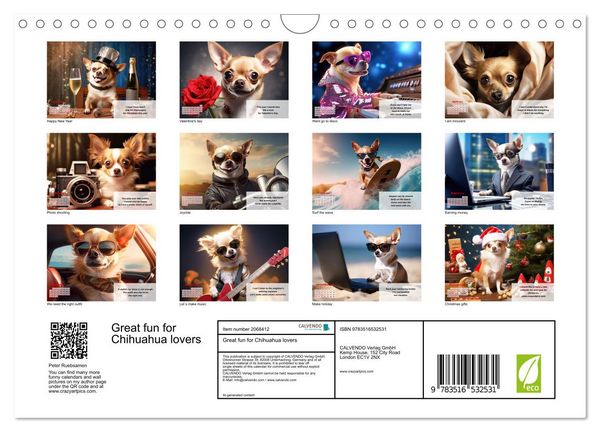Produktbild: Great fun for Chihuahua lovers (Wall Calendar 2026 DIN A4 landscape), CALVENDO 12 Month Wall Calendar